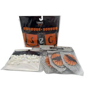 Lot of 3 Halloween Banners Garland Orange & Black Thrills & Chills Gothic Decor